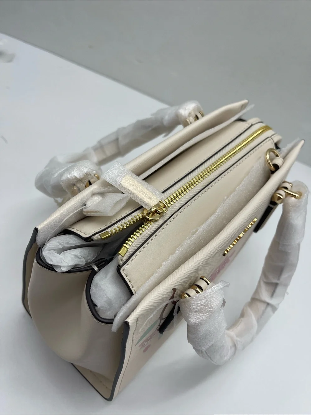 MICHAEL KORS Marilyn Sma Embellished Satchel Crossbody Messenger Lt Cream NWT